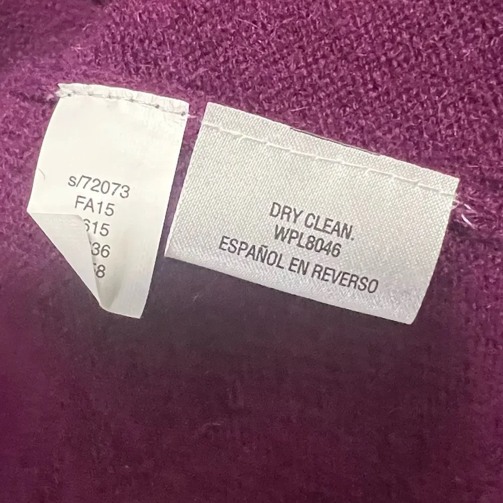 Charter Club Luxury 100% Cashmere Purple Open Front Cardigan Size Small